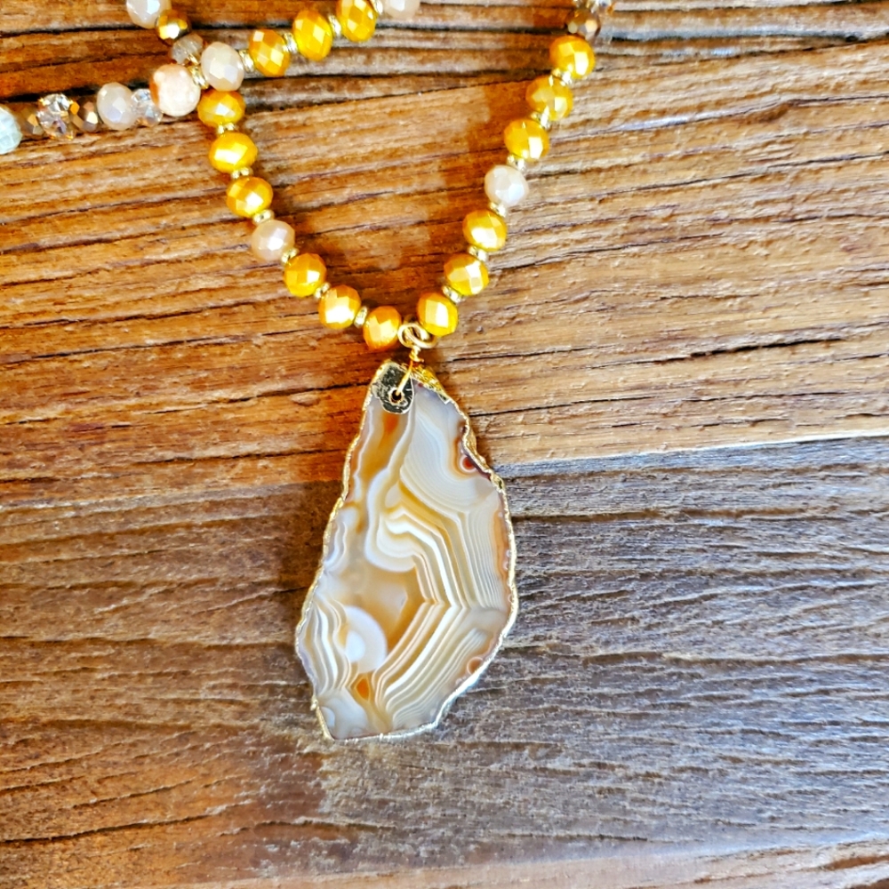 Boho natural stone necklace